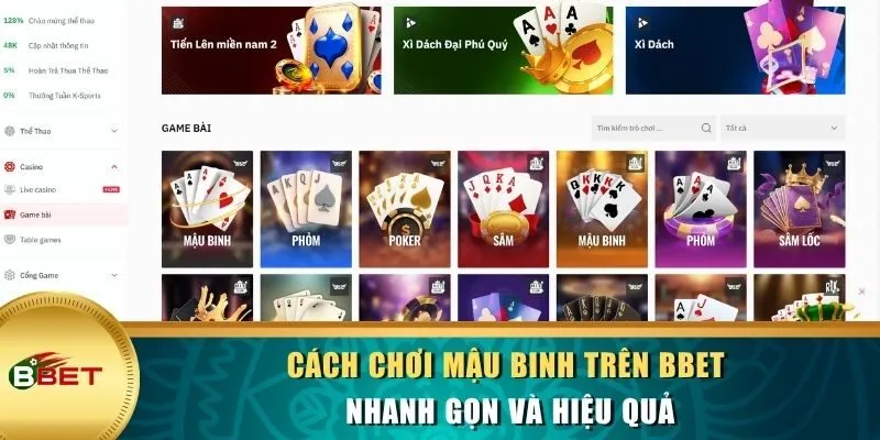 Cách chơi Mậu Binh trên BBET nhanh gọn và hiệu quả