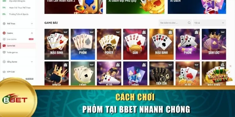 Cách chơi Phỏm tại BBET nhanh chóng
