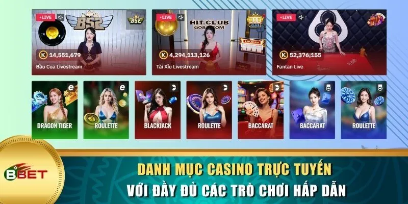 Danh mục casino trực tuyến với đầy đủ các trò chơi hấp dẫn