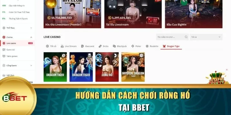 Hướng dẫn cách chơi Rồng Hổ tại BBET
