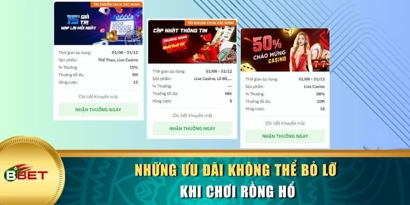 Những ưu đãi không thể bỏ lỡ khi chơi Rồng Hổ
